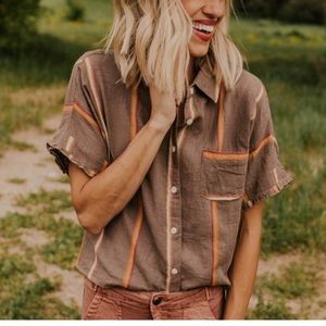 THML button down crop shirt